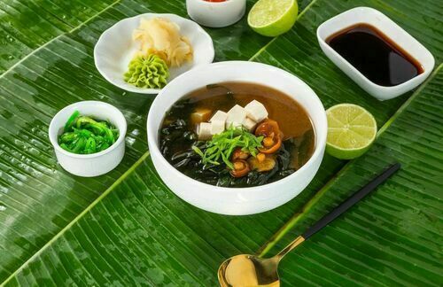 Miso soup with salmon