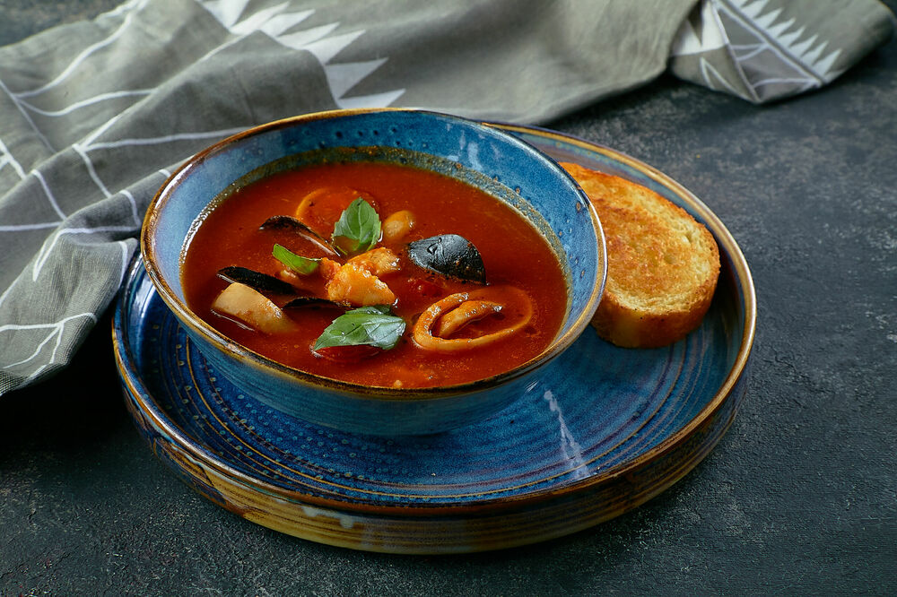 Tomato seafood soup