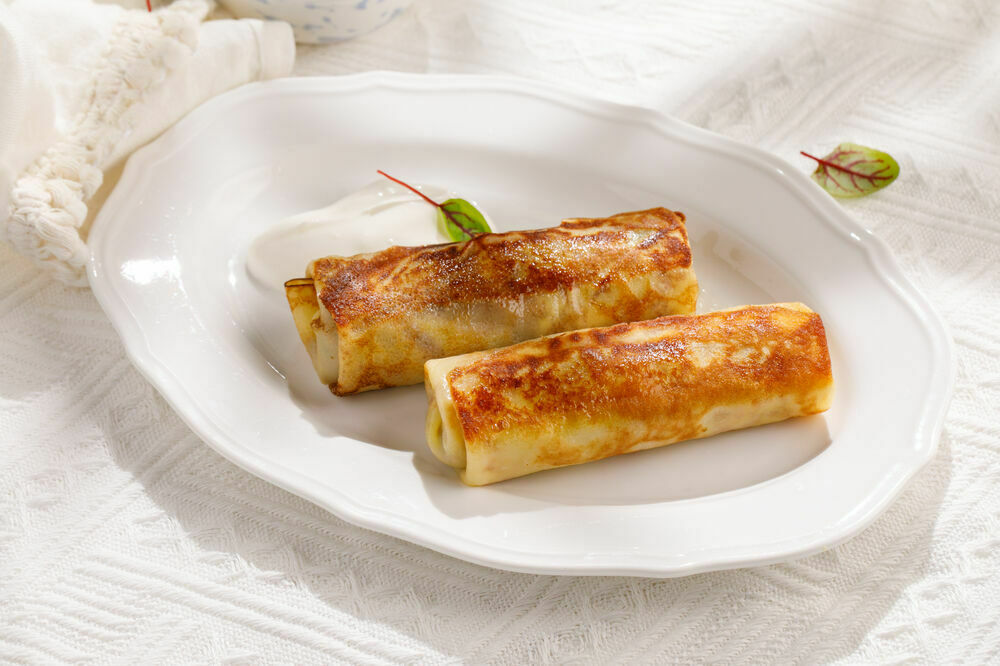 Запеченные блины с креветками 