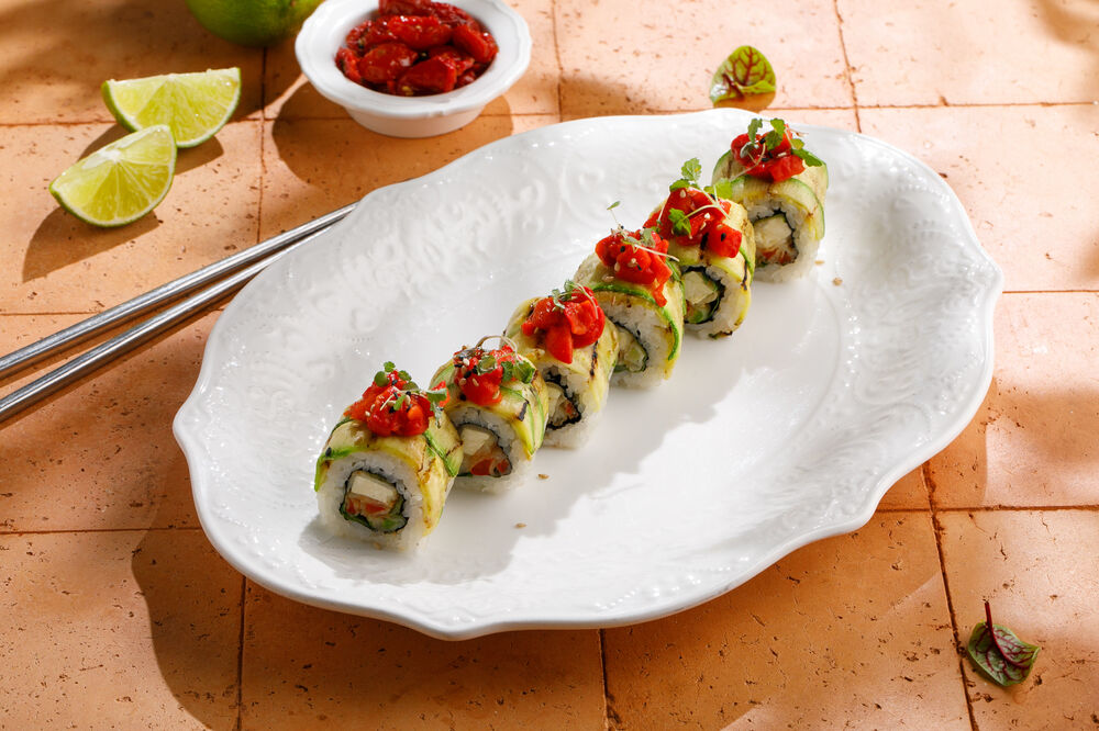 Tempura tofu and vegetable roll