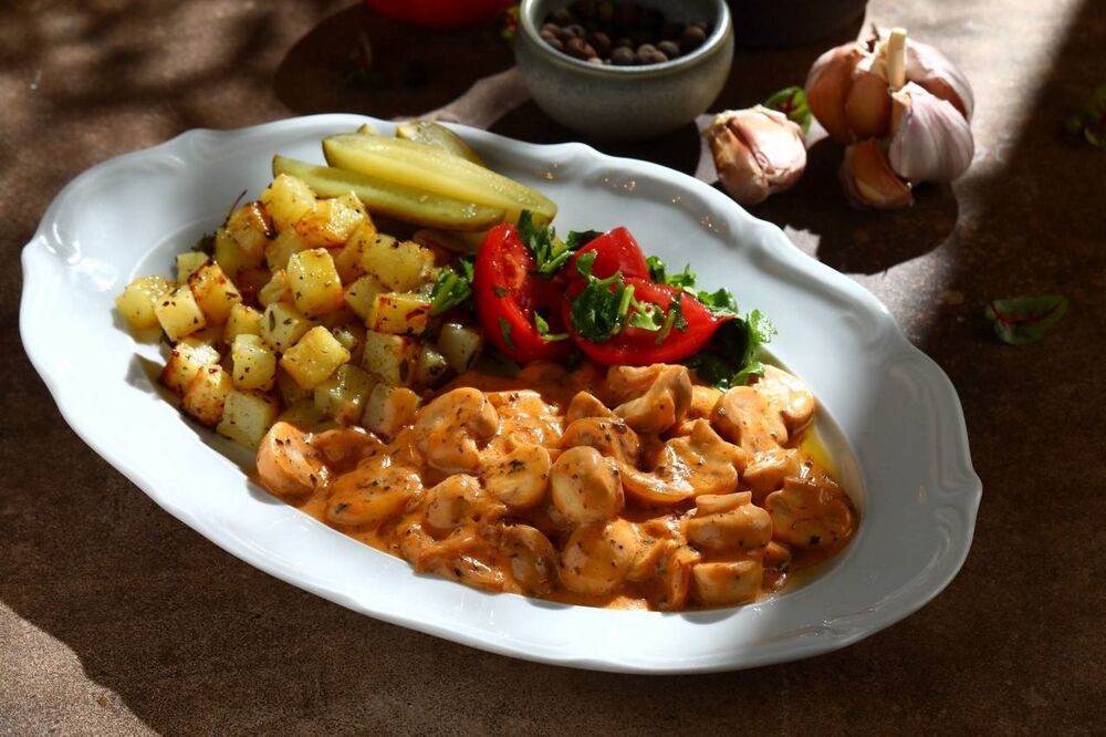 Грибы по-строгановски