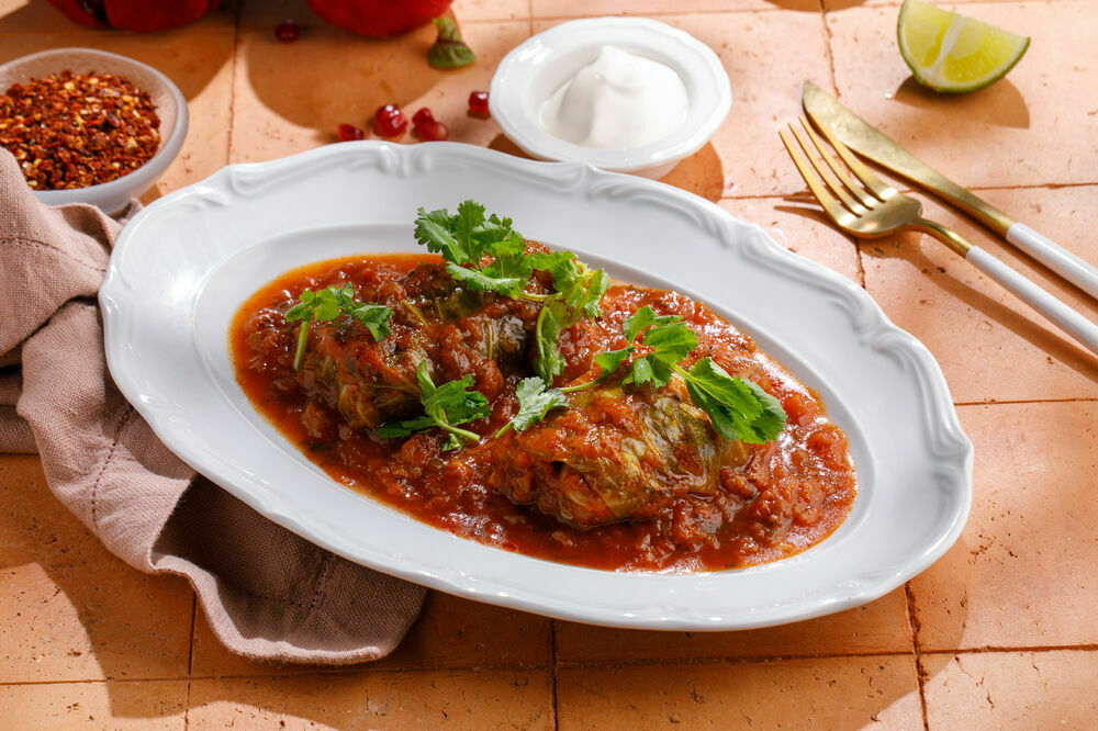 Голубцы с фасолью и овощами