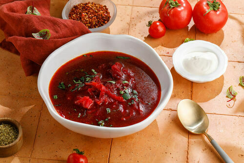 Борщ постный с фасолью