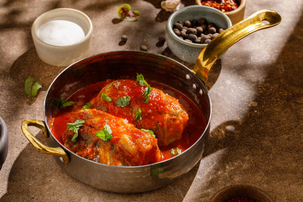 Cabbage rolls with beans and vegetables