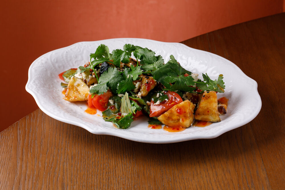 Crispy Eggplant Salad with Smoked Feta