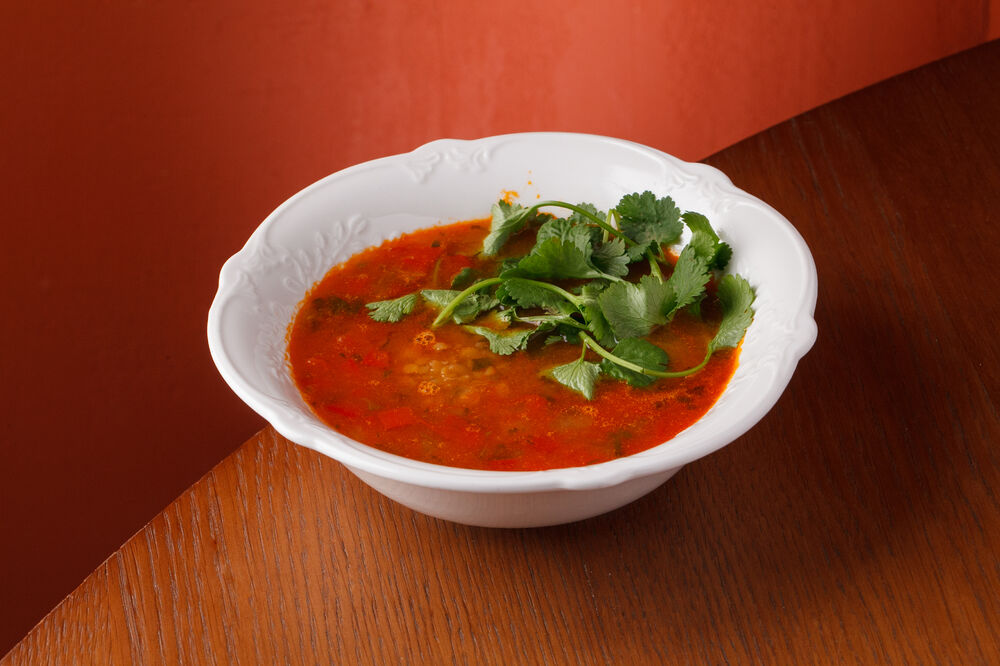 Lentil soup with shrimp