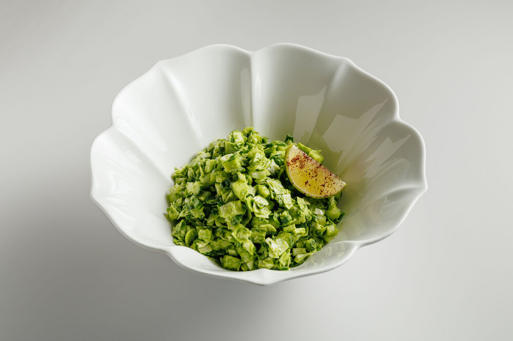 Green coleslaw with basil and avocado