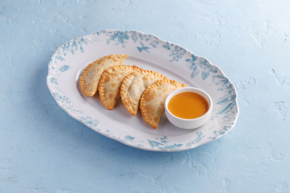 Mini chebureki with shrimp