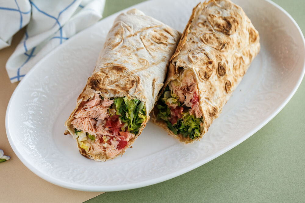 Shawarma with grilled salmon