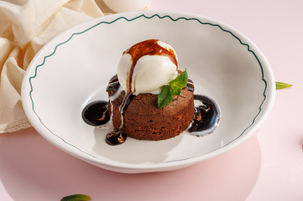 Chocolate box with vanilla ice cream