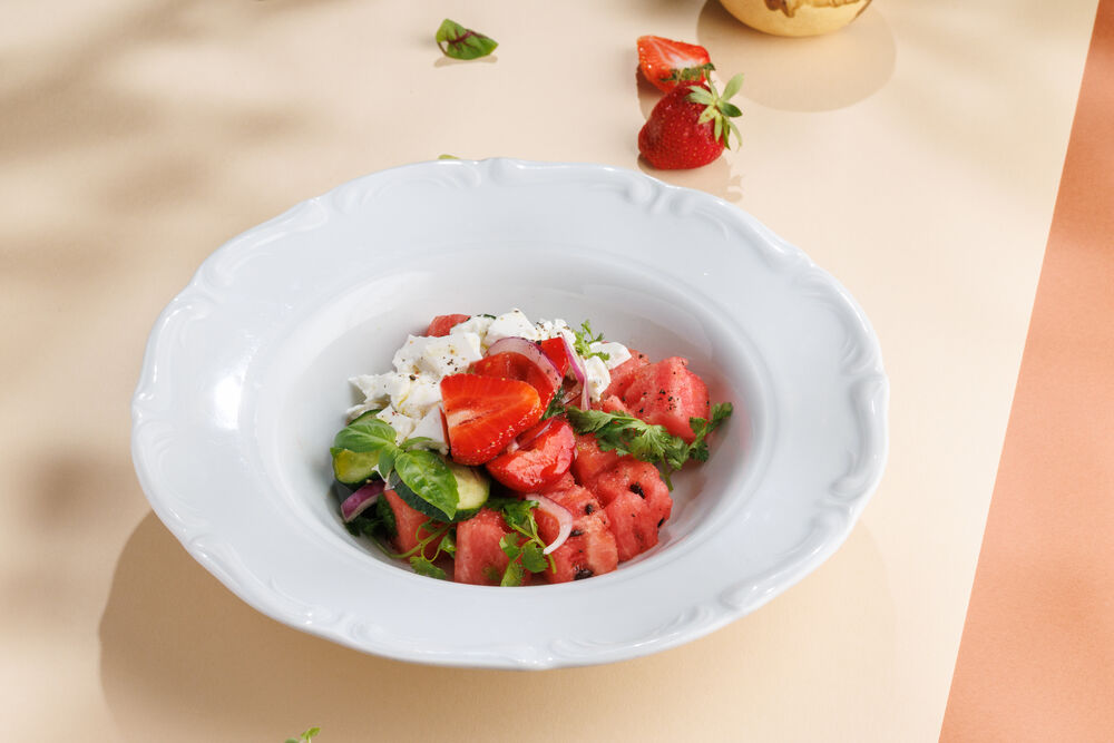  Watermelon, strawberry, and bryndza salad