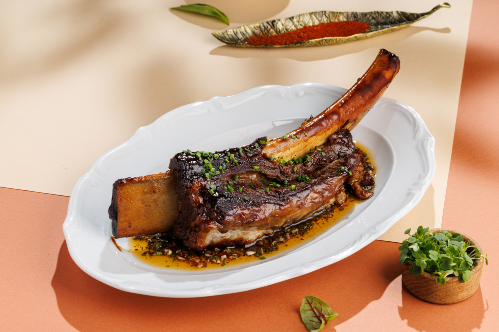 Braised beef rib with chimichurri sauce
