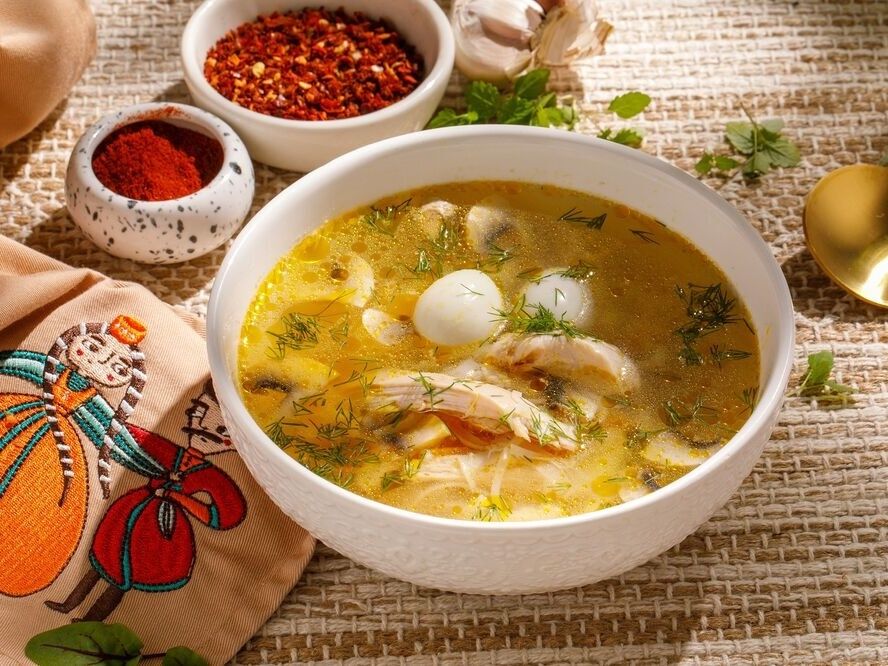 Homemade Noodle Soup with Mushrooms 1+1