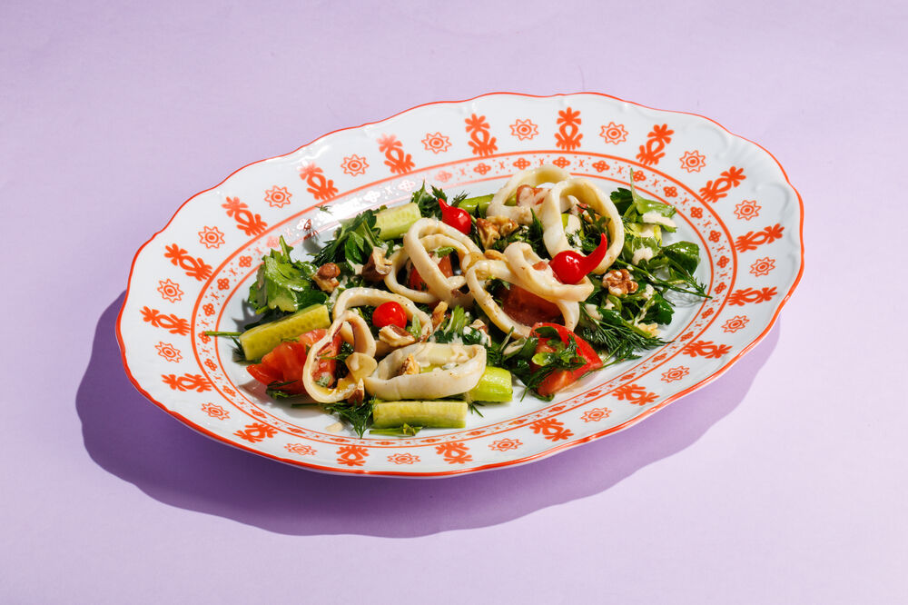 Squid and pickled Biquinho pepper salad