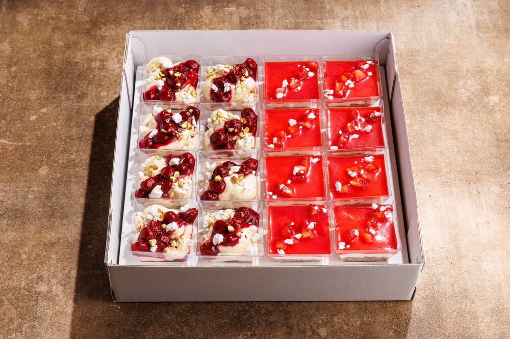 Box Strawberry Sour Cream Cake + Cherry Pavlova