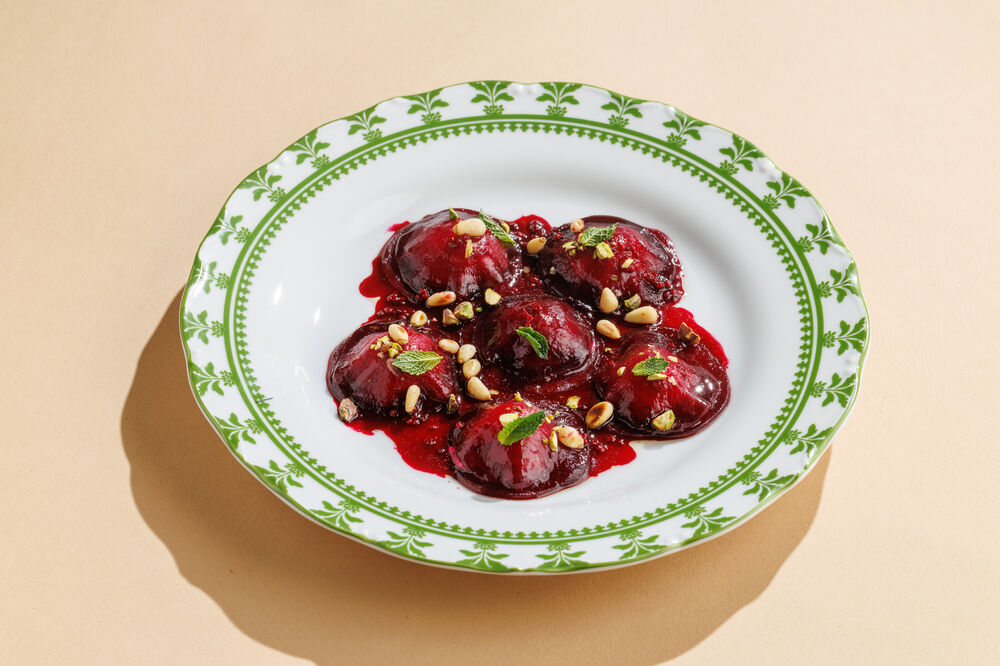 Roasted beets with Georgian cream cheese
