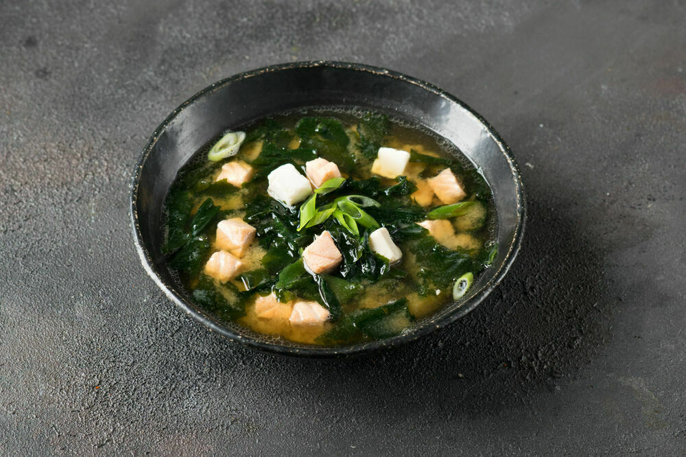 Miso soup with salmon