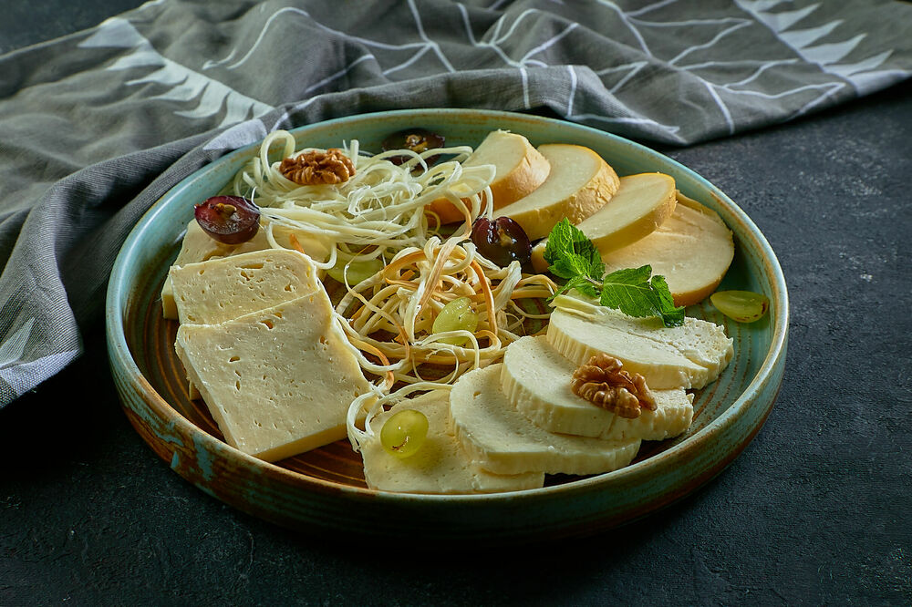 Assorted homemade Georgian cheeses
