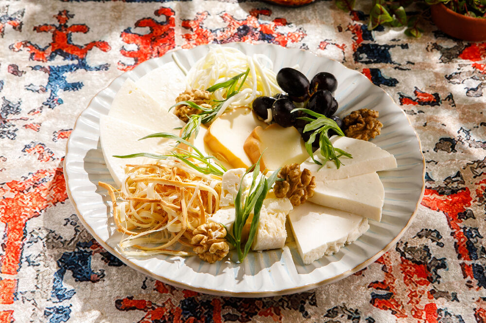 Assorted homemade Georgian cheeses