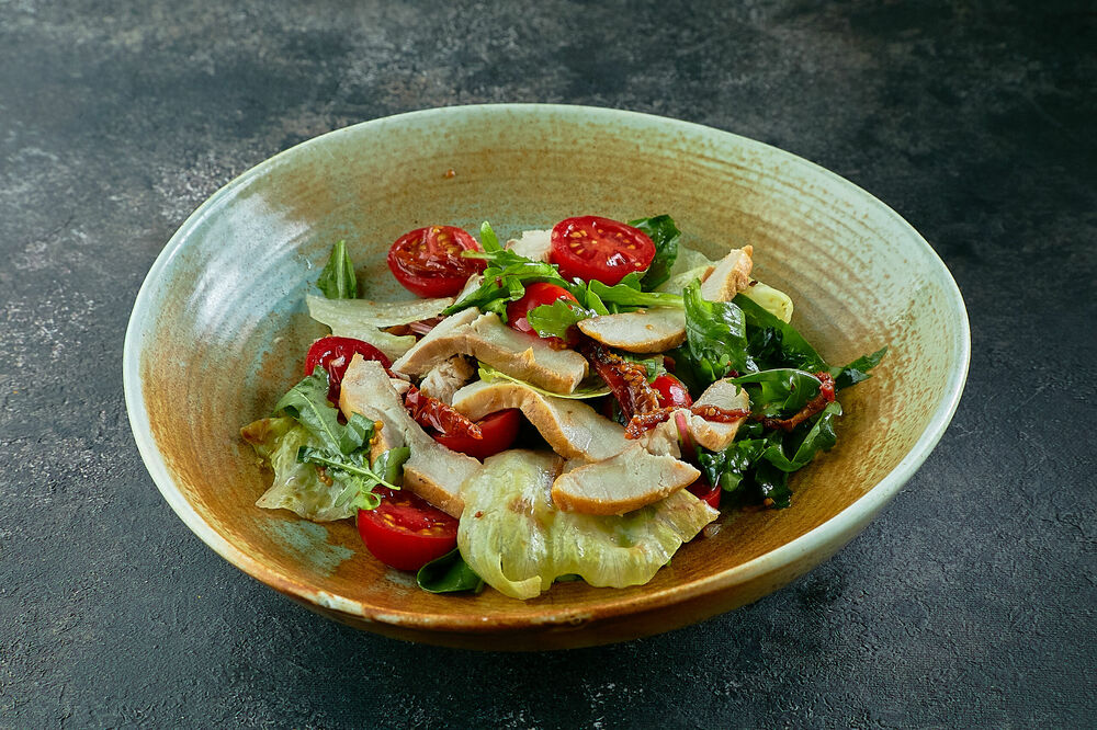 Salad with sturgeon
