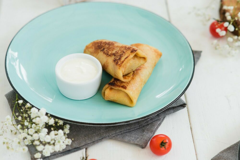 Блины с мясом и луком