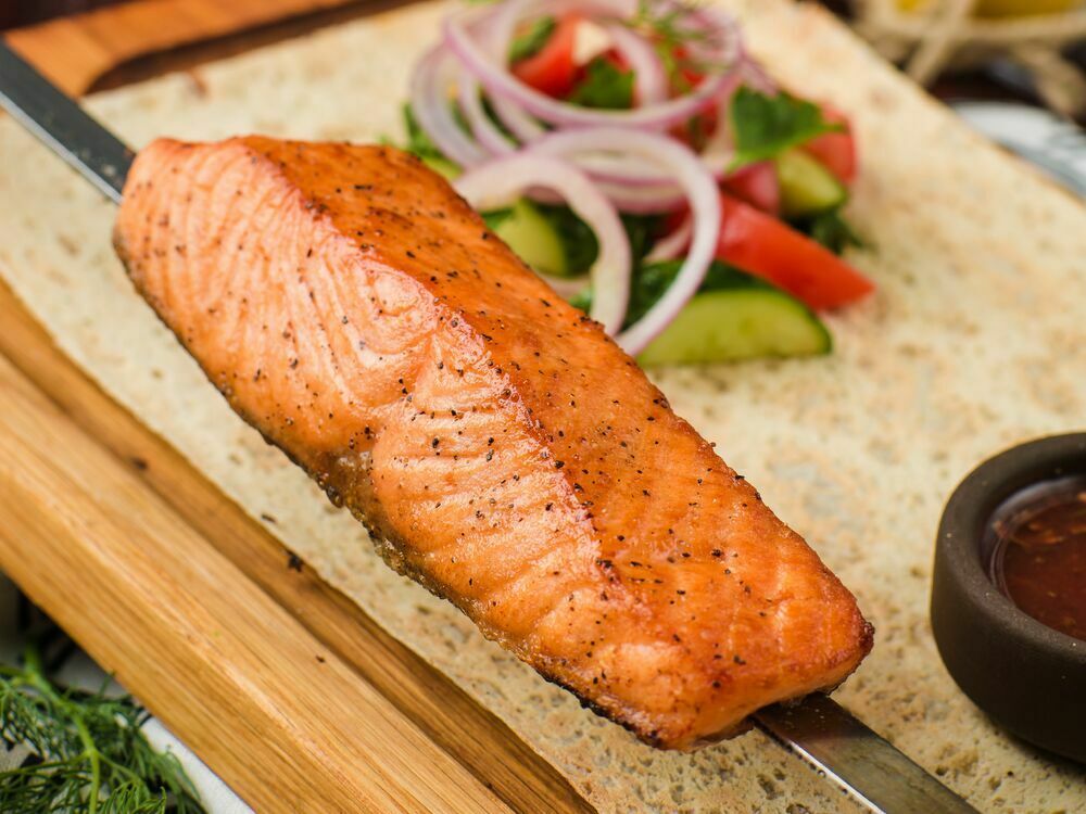Charcoal grilled salmon