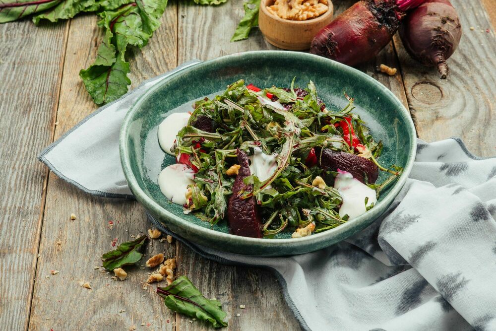 Pickled beets and goat cheese salad