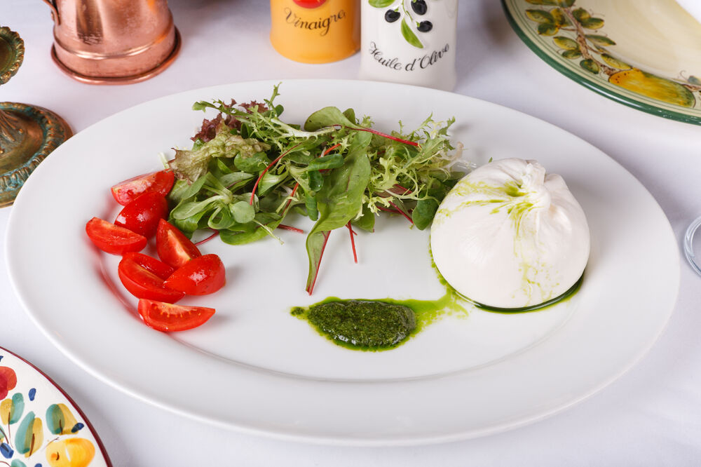 Burrata cheese with cherry tomatoes