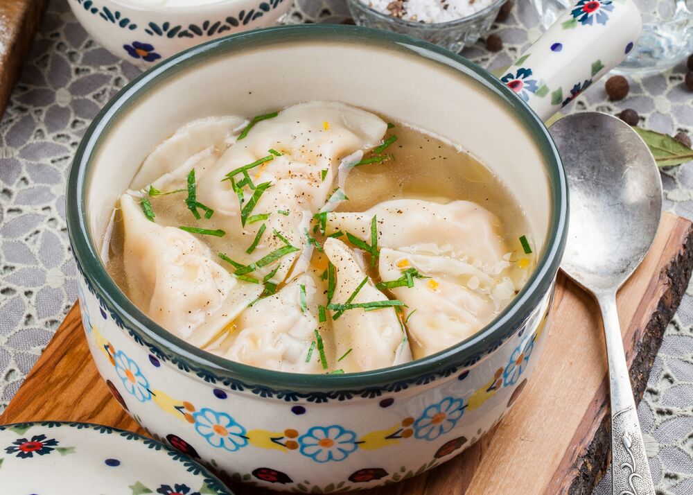 Dumplings with fish in the fish soup
