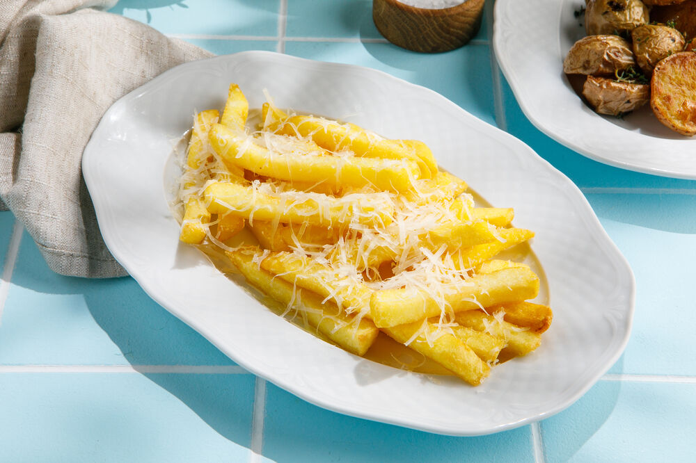 French fries with parmesan and truffle oil