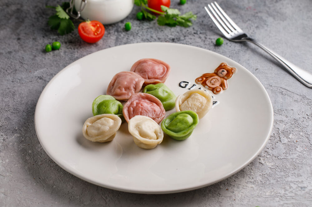 Colored dumplings with rabbit