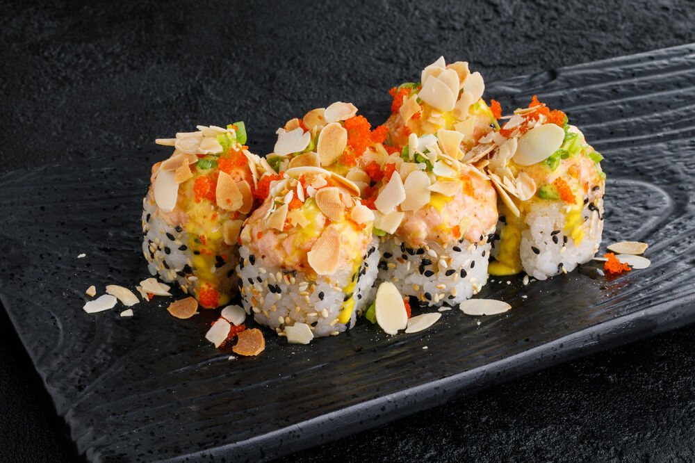 Roll baked with salmon