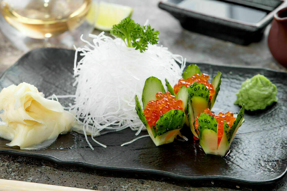 Red caviar sashimi