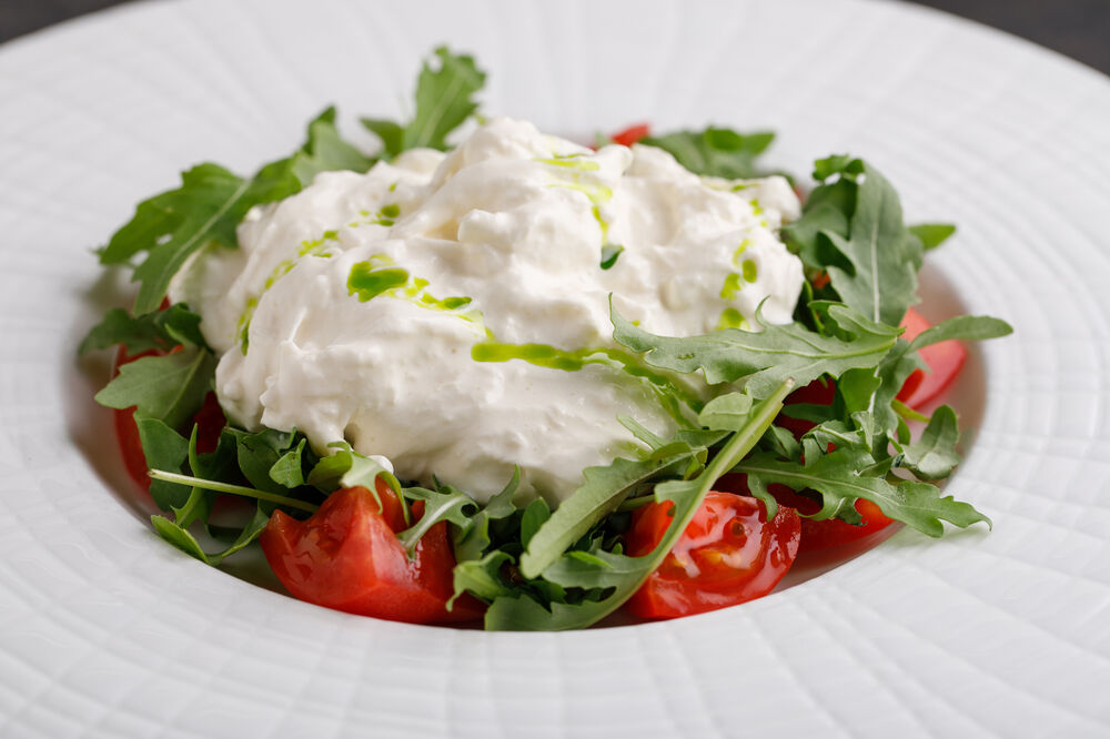 Straccitella with rucola and tomatoes on promotion
