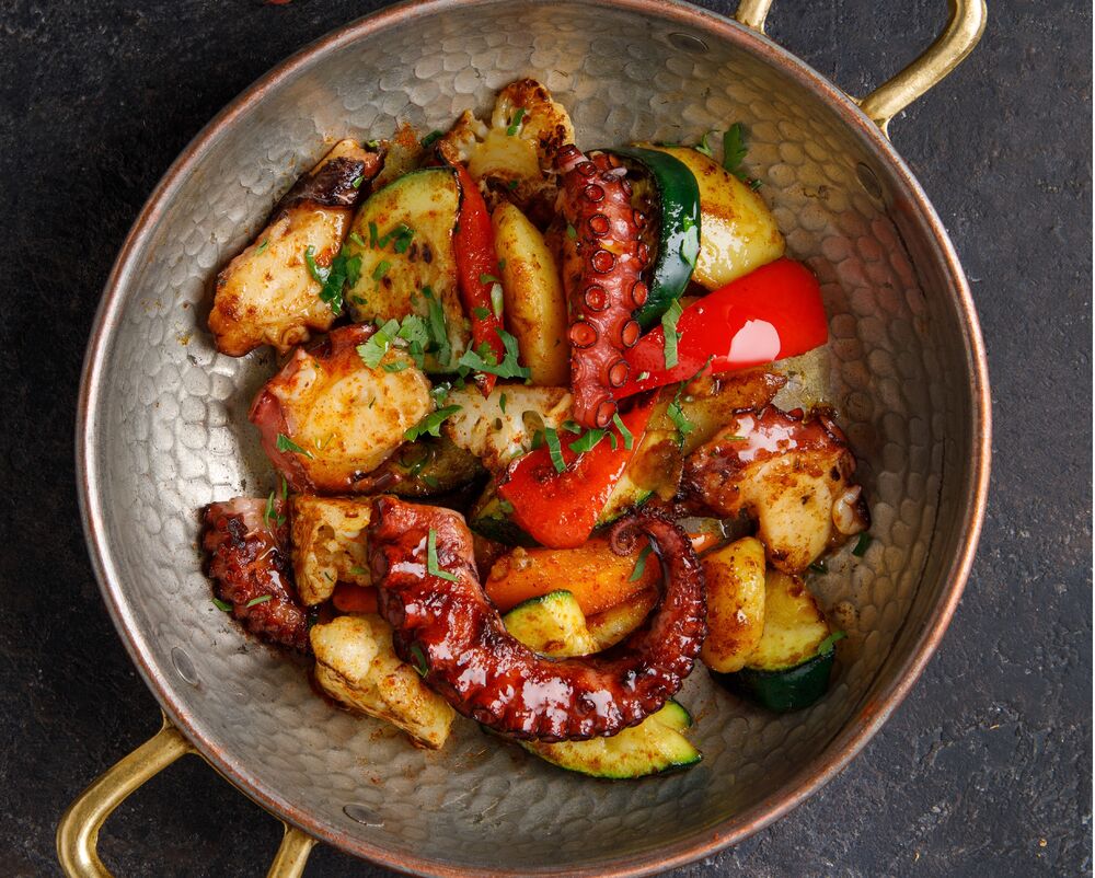 Octopus with vegetables on promotion