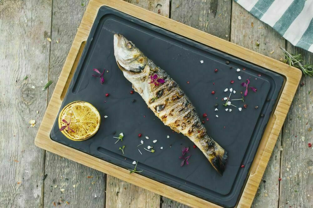 Grilled sea bass  on promotion