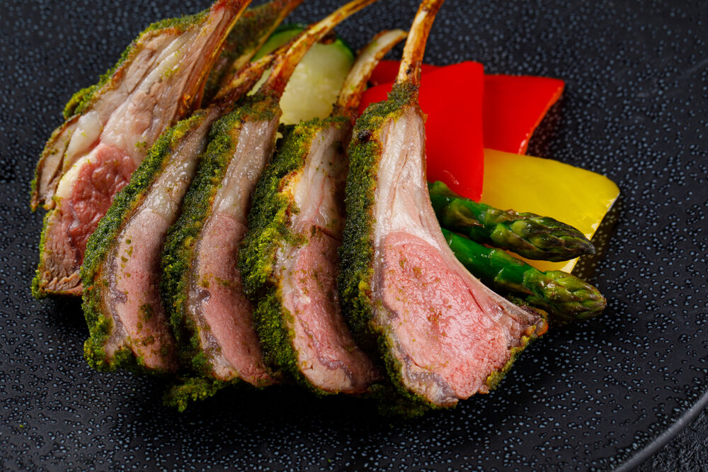 Rack of lamb with vegetables