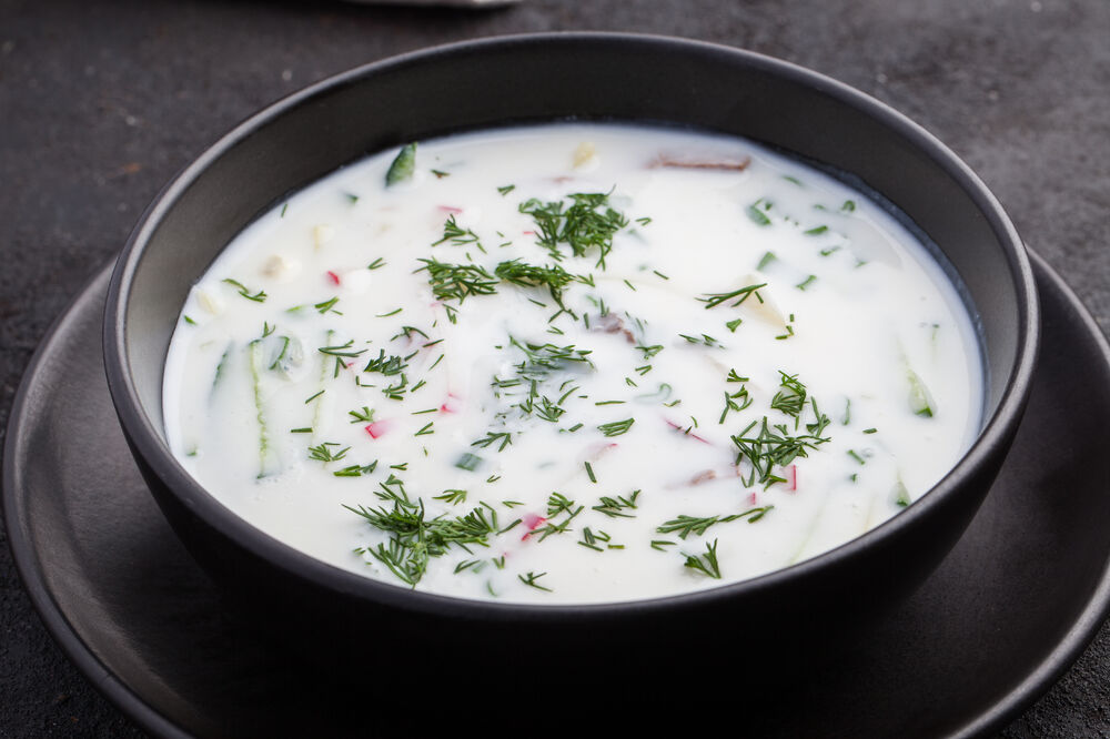Okroshka cold soup with kefir or with kvass