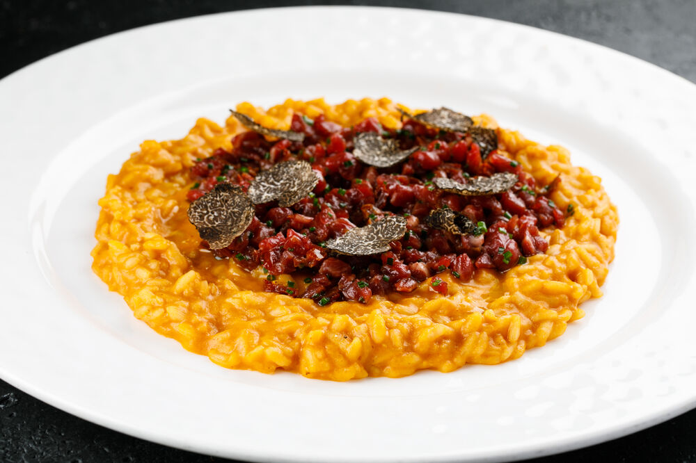 Risotto with beef tartare