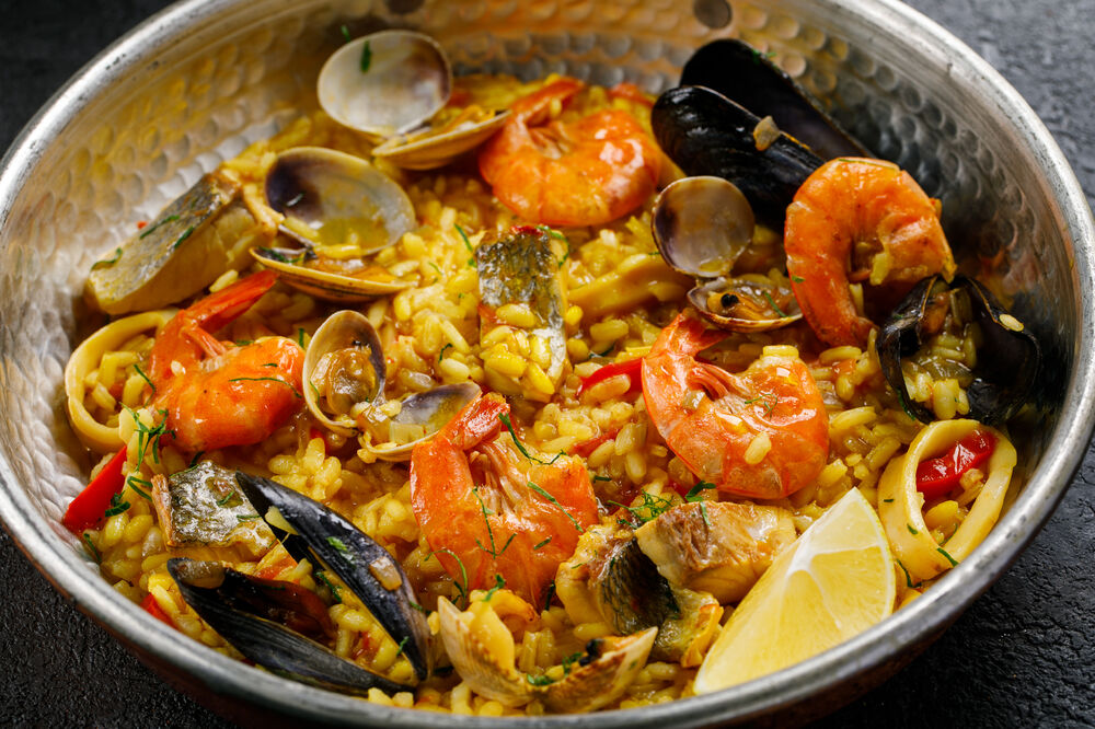 Paella with seafood