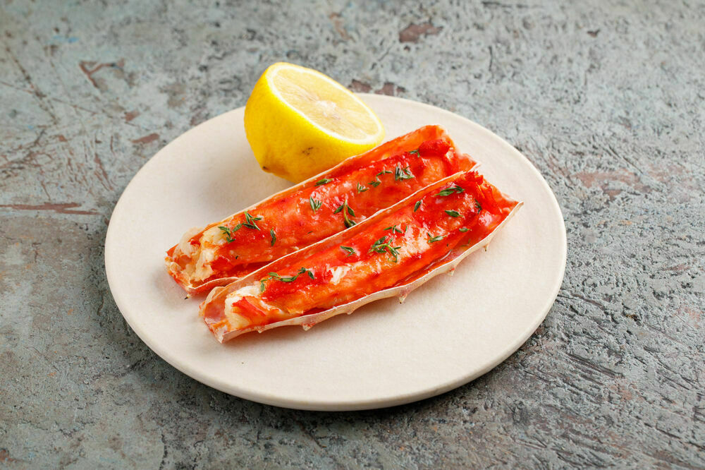 Crab legs baked with thyme on promotion