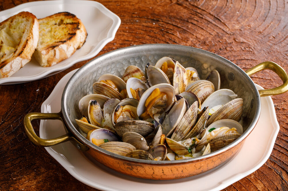 Sauteed clams in white cream 